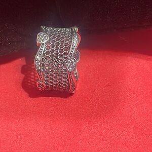 925 Sterling Silver Beautiful woman diamond 💎 sparkling ring full with zircon